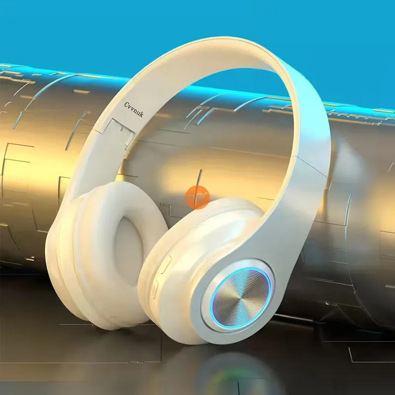 B39 Light Emitting Wireless Headphones, Colorful LED Lights Comfort Over Ear Foldable Headset With Built-in Microphone